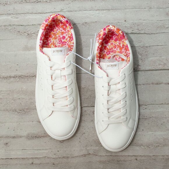 NWT J. Crew Floral Lace Up Road Trip Sneakers in Guava size 8 - Picture 1 of 12